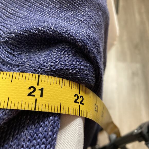 Talbots Blue 100% Linen Spring Cardigan Sweater Size L Preppy Coastal Old Money - Picture 4 of 11